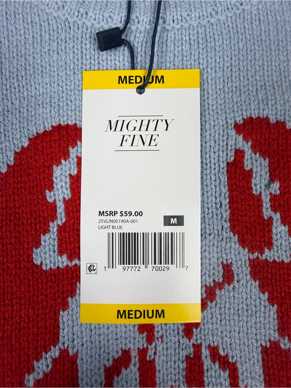 Mighty Fine Light Blue Crewneck Sweater with Red Lobster Graphic - Picture 4 of 8